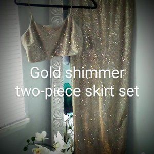 Woman's Dressy GOLD/SHIMMER Two piece skirt set